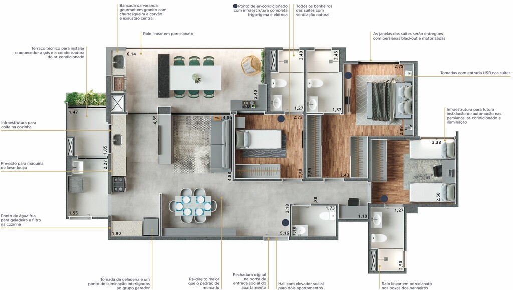 Figueiras By Motiró: 3 dorm 108 80m² opção 1