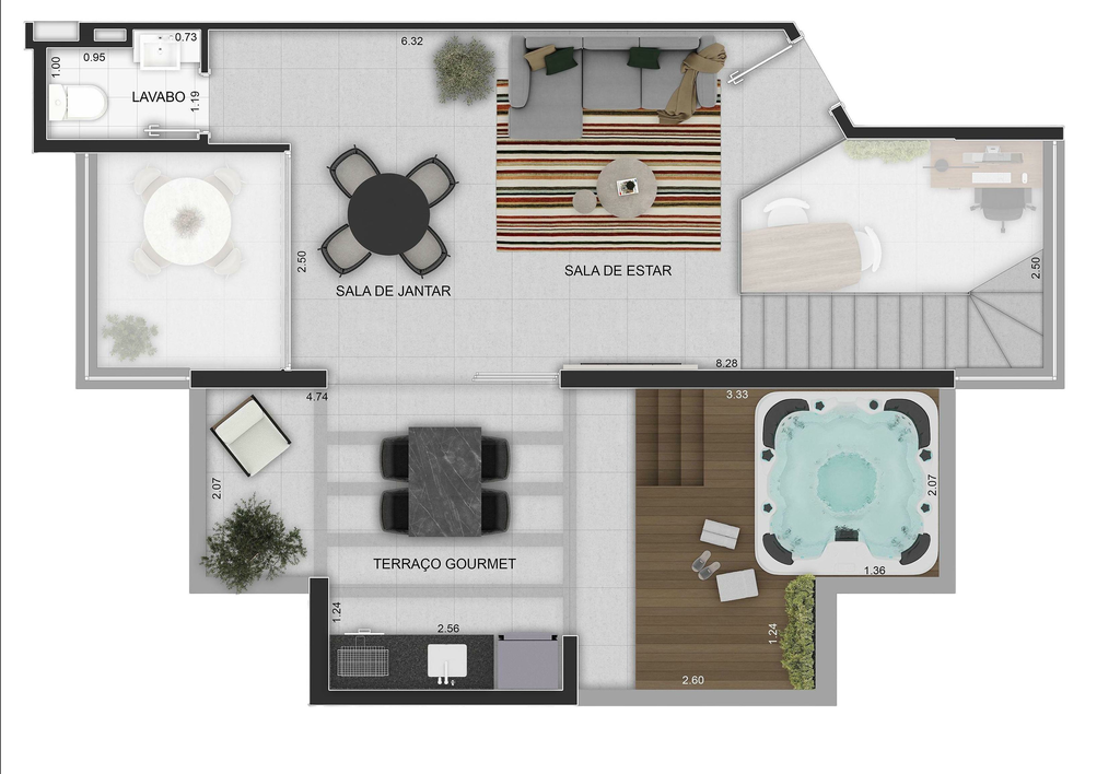 Forma: 123m² cobertura duplex superior