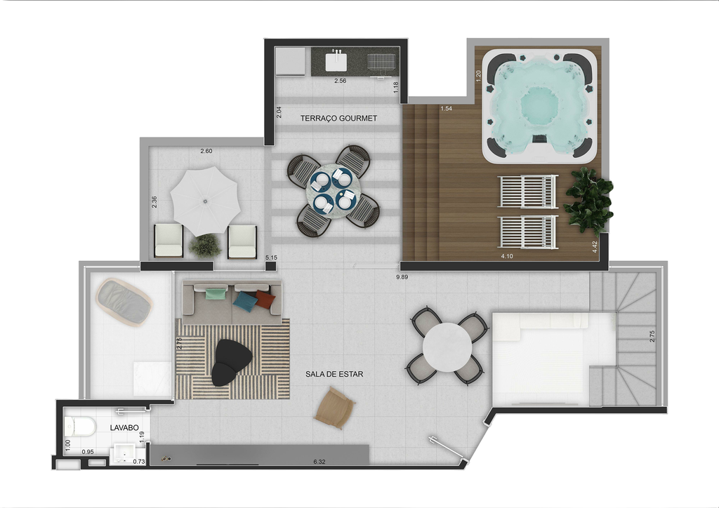 Forma: 155m² cobertura duplex superior
