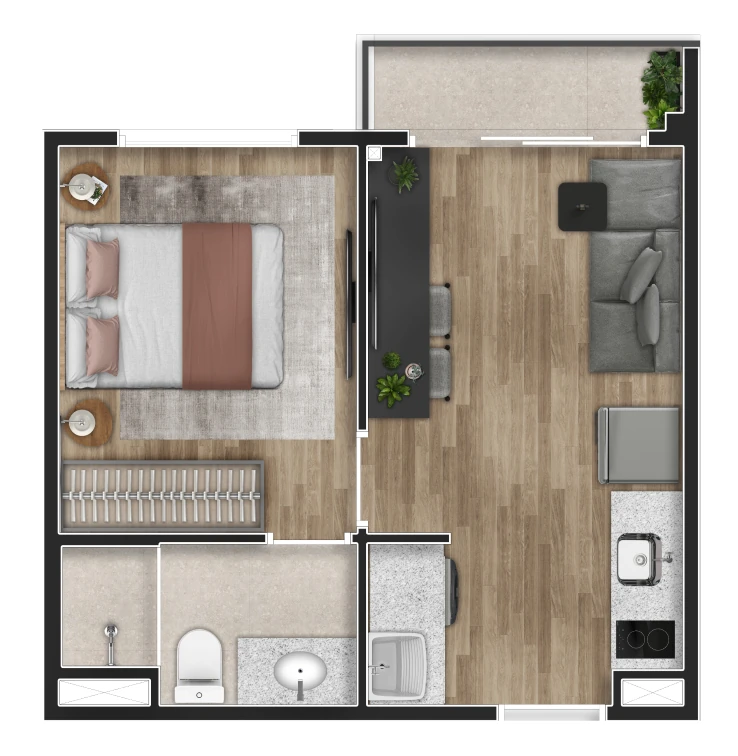 Fort Ipiranga: 1 dorm 29m²