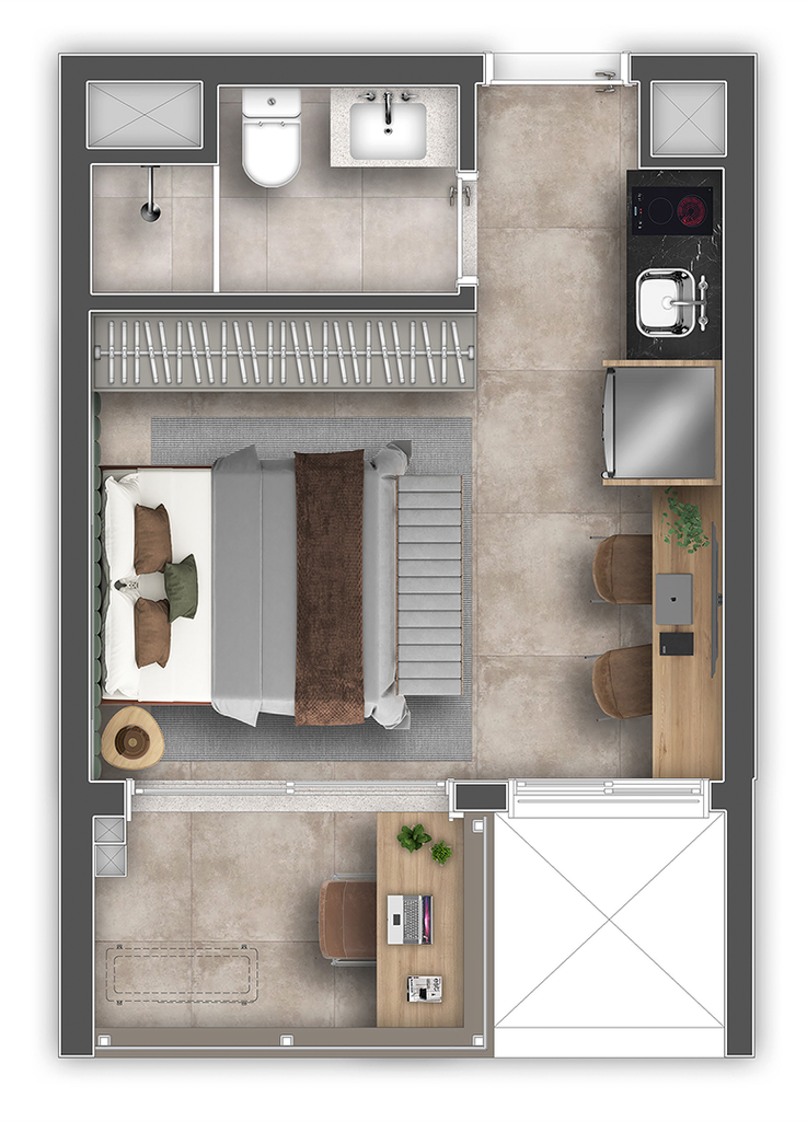 Gaia Ibirapuera: 1 dorm 23m² studio merge
