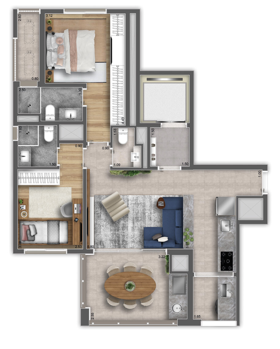 Gaia Ibirapuera: 2 dorm 80m²
