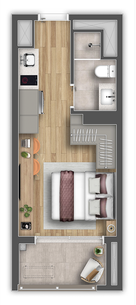 Gaia Ibirapuera: 1 dorm 25m² studio merge