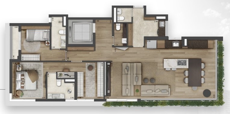 Galeria Lorena: 3 dorm 133m²