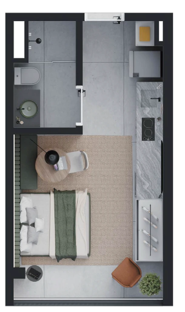 Grafik: 1 dorm 24m² studio
