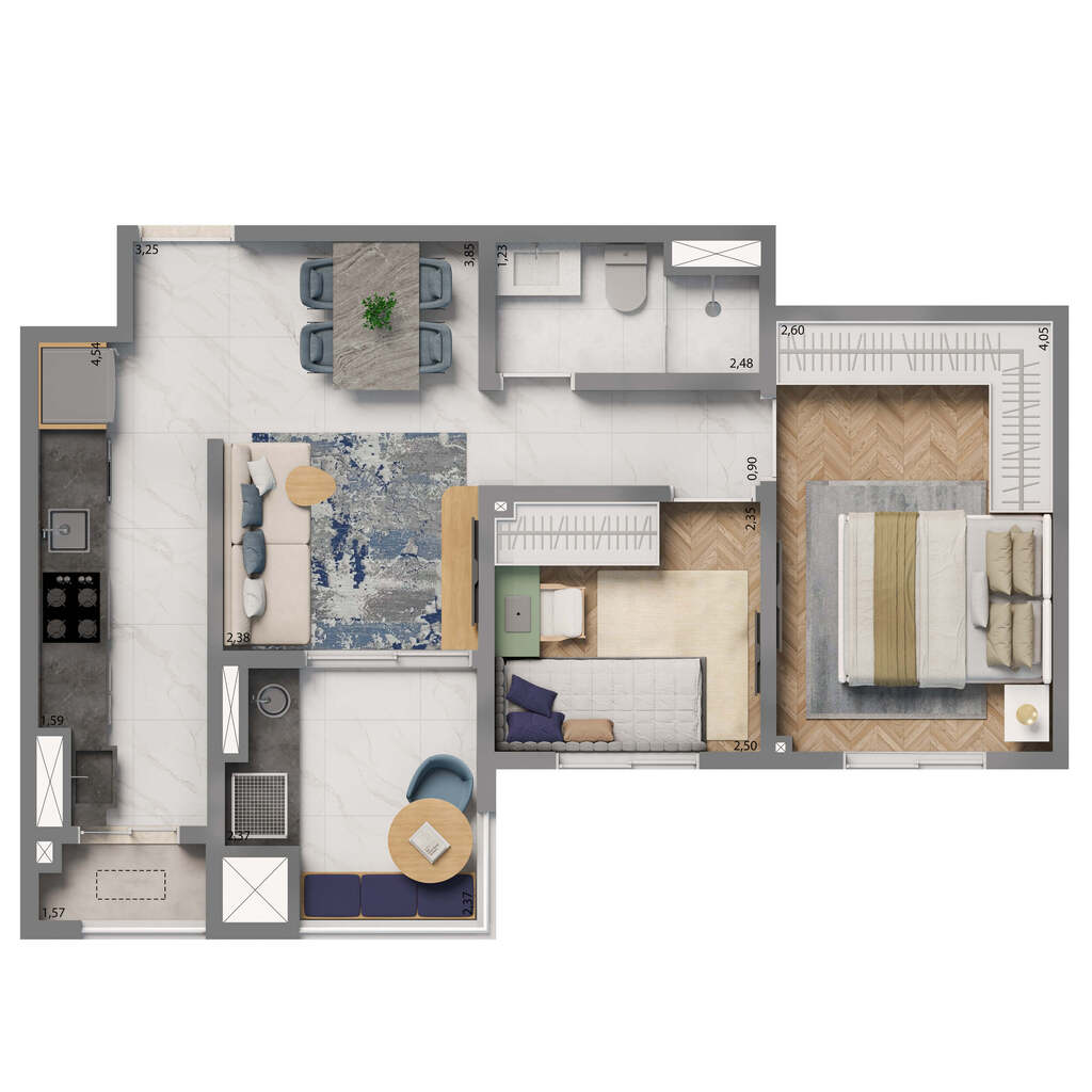 Grand Resort By Living Fase 1: 2 dorm 52m² opção