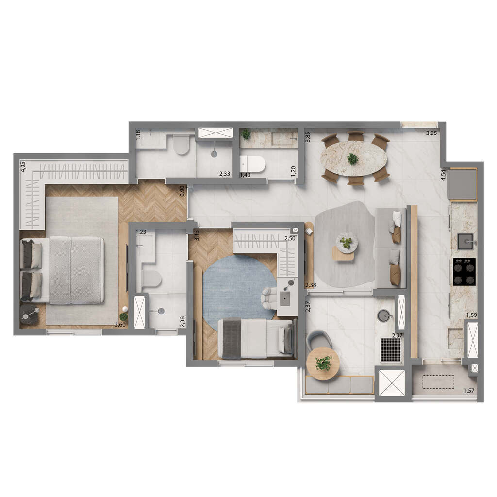 Grand Resort By Living Fase 1: 2 dorm 61m² opção