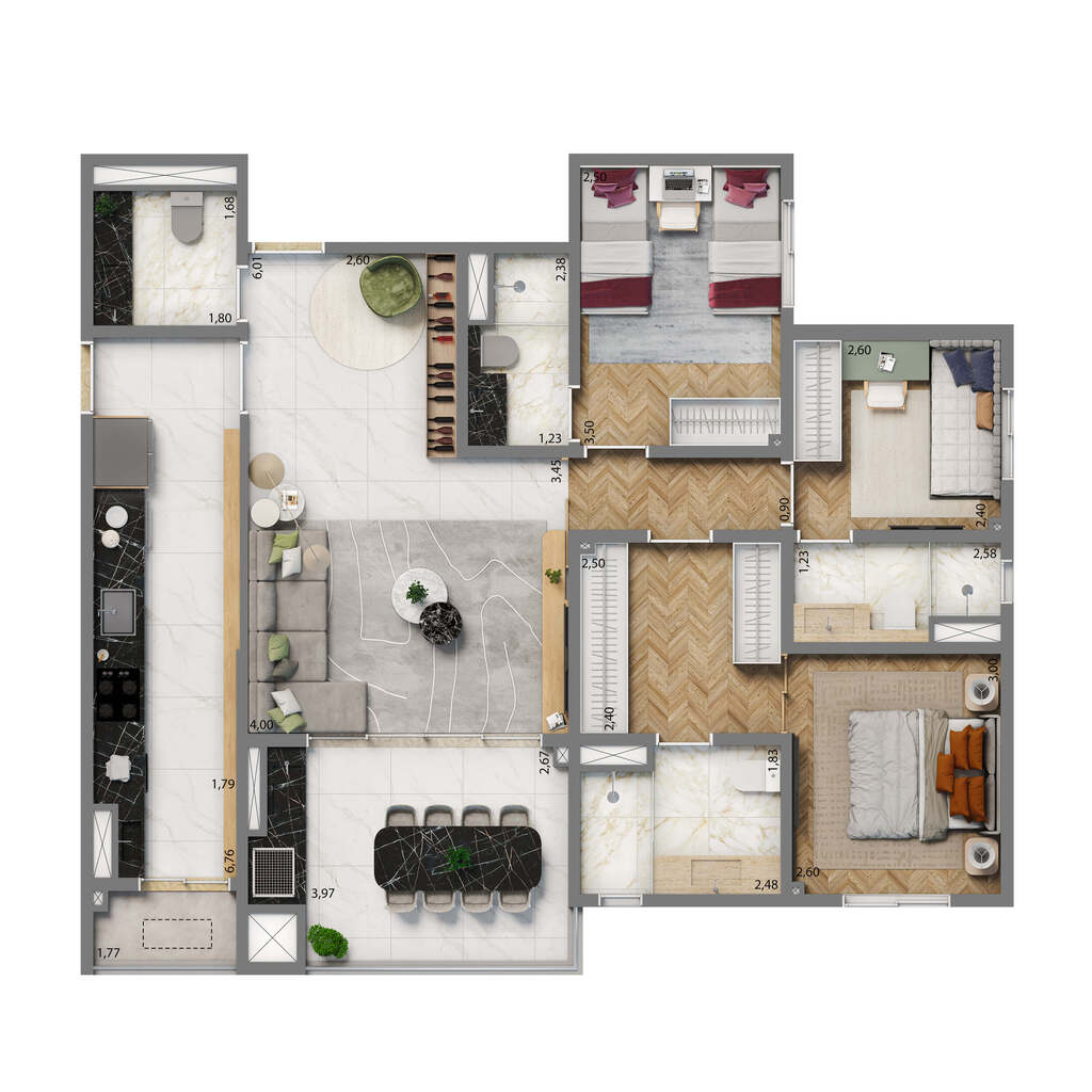Grand Resort By Living Fase 1: 3 dorm 102m² opção