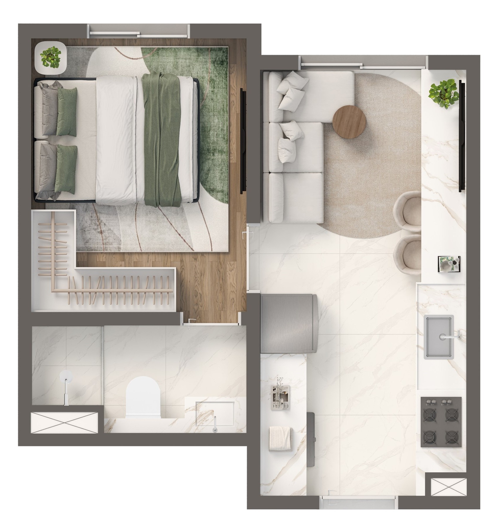 Grand Vivaz Estação Tamanduateí 3: 1 dorm 25m²