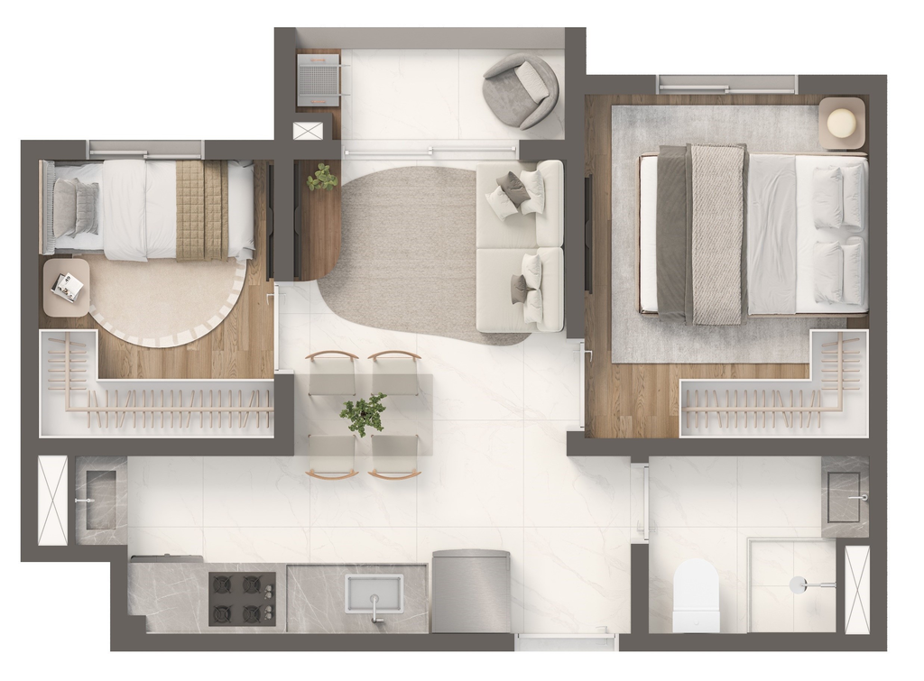 Grand Vivaz Estação Tamanduateí 3: 2 dorm 33m²