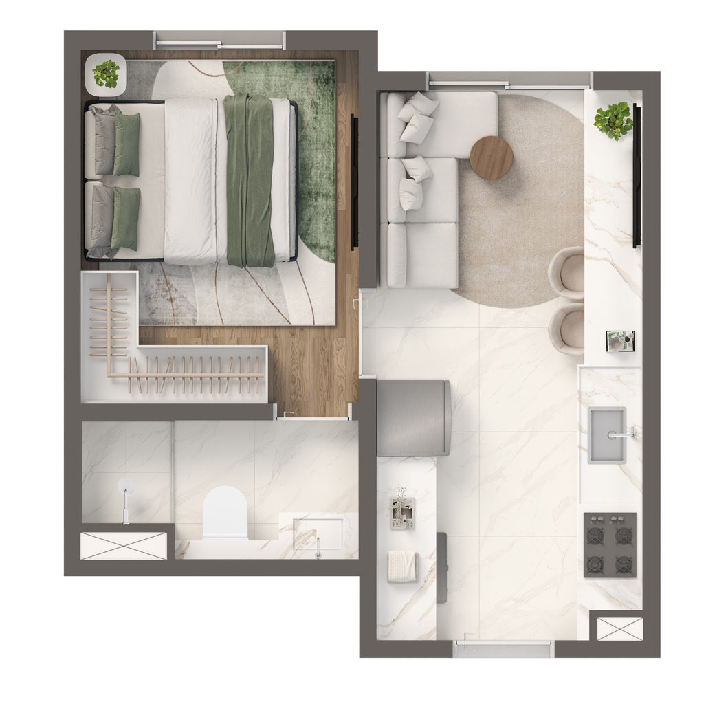 Grand Vivaz Estação Tamanduateí 4: 1 dorm 25m²