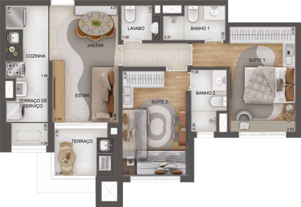GranResort Reserva São Caetano Fase 1: 2 dorm 68m²