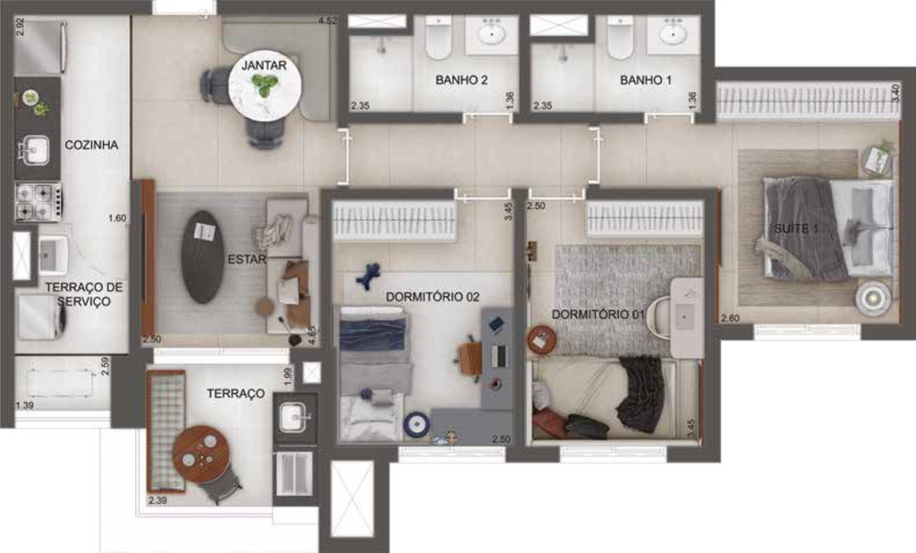 GranResort Reserva São Caetano Fase 1: 3 dorm 77m²