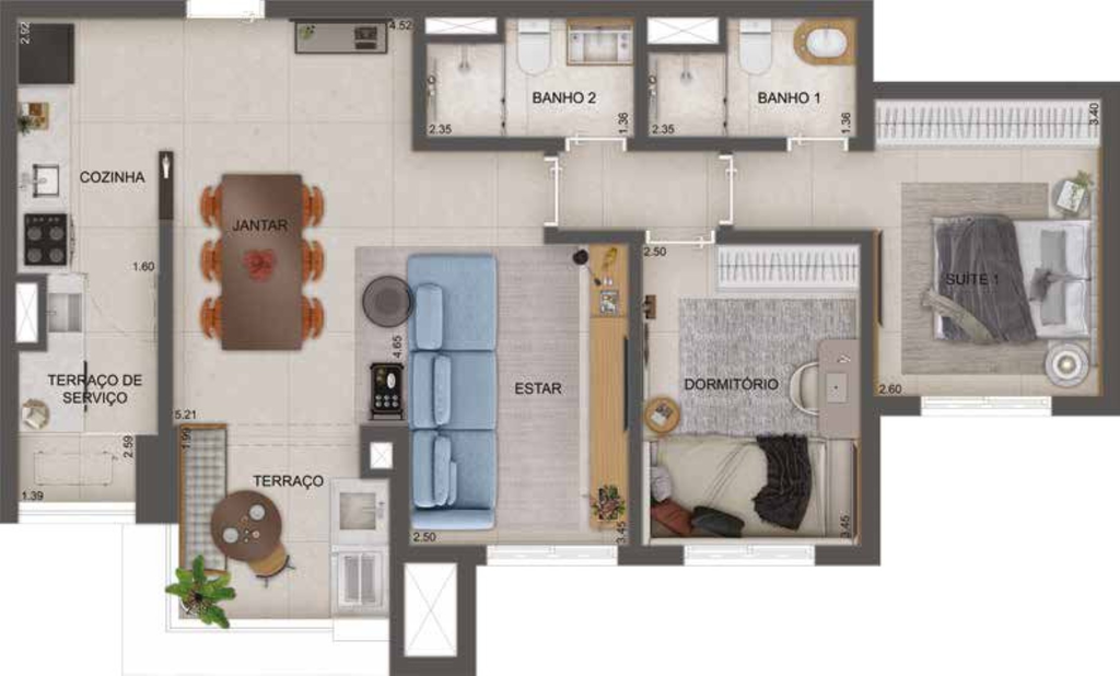 GranResort Reserva São Caetano Fase 1: 2 dorm 77m² opção