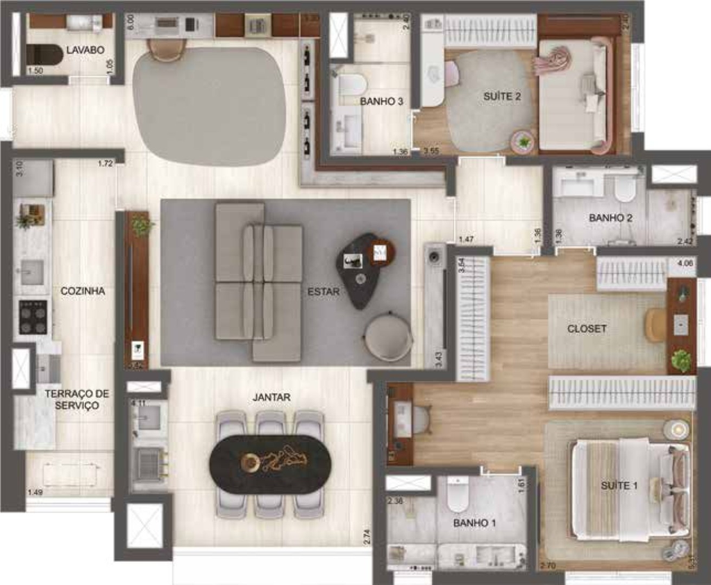 GranResort Reserva São Caetano Fase 1: 2 dorm 111m² opção