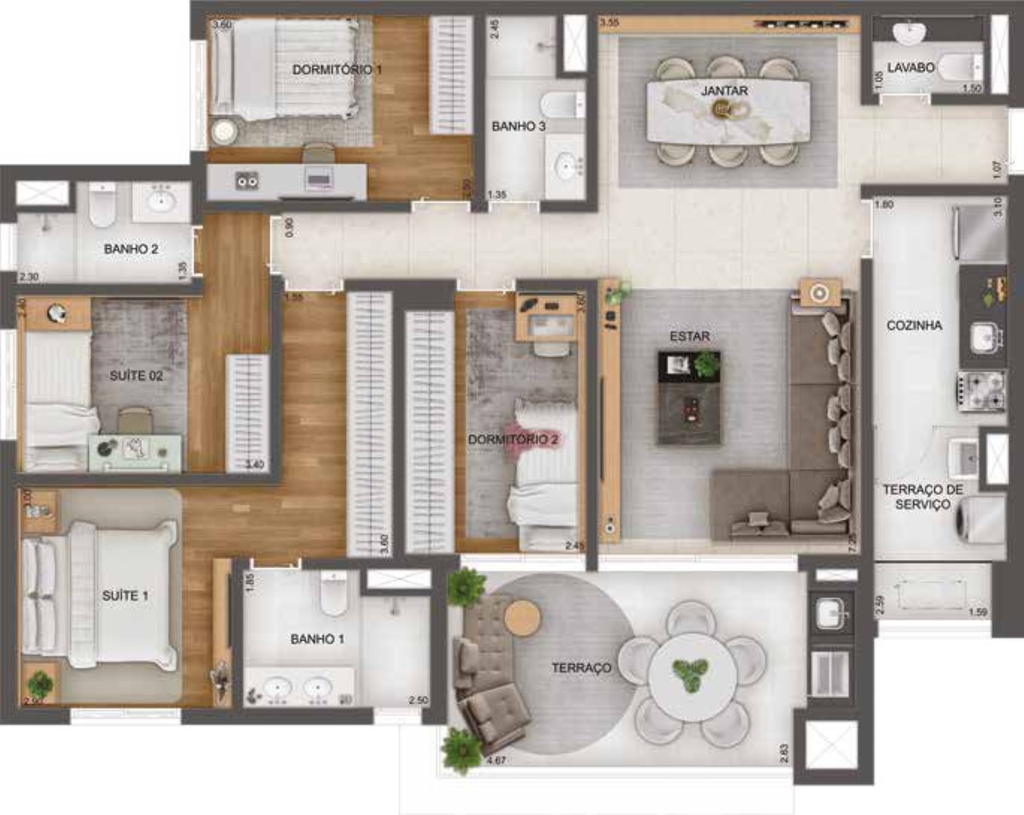 GranResort Reserva São Caetano Fase 1: 4 dorm 134m²
