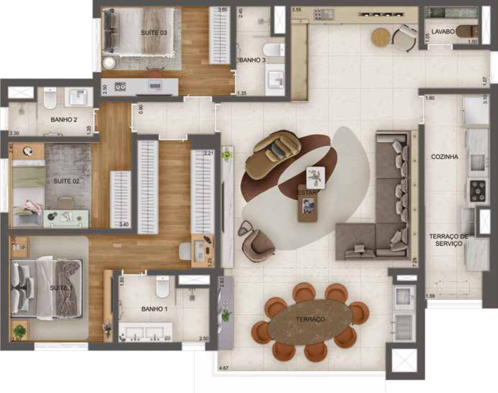 GranResort Reserva São Caetano Fase 1: 3 dorm 134m² opção