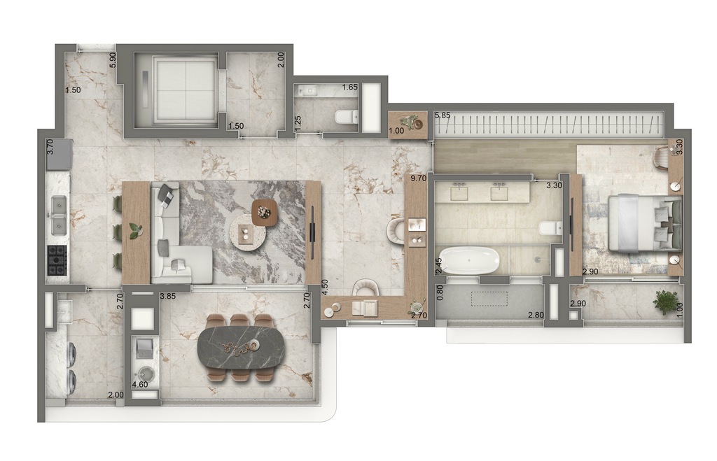 Green Garden: 1 dorm 111m² opção