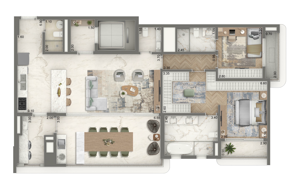 Green Garden: 2 dorm 139m² opção