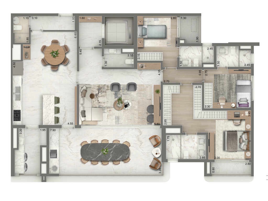 Green Garden: 3 dorm 179m² opção 01