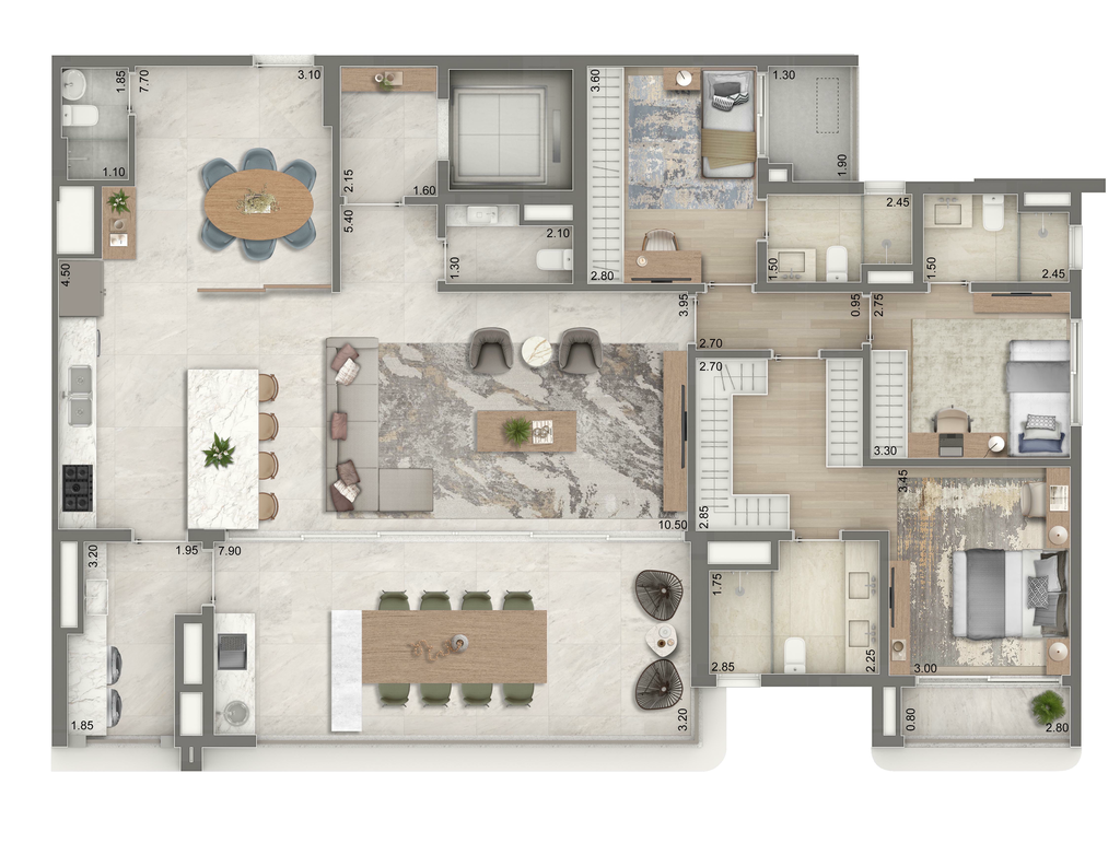 Green Garden: 3 dorm 179m² opção 02