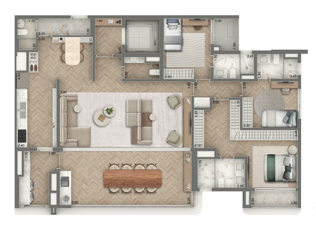 Green Garden: 3 dorm 179m² opção 03