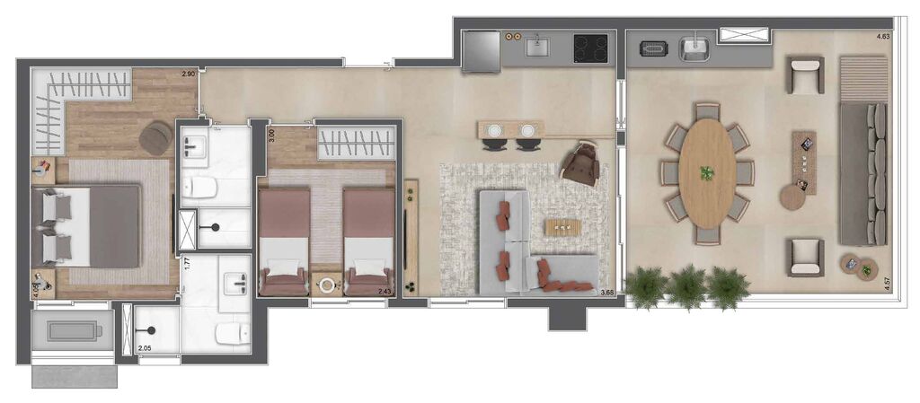 Greenview Brooklin: 2 dorm 66m²