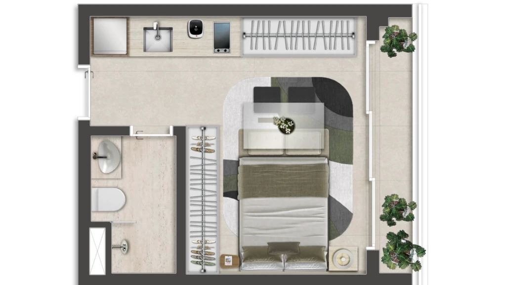Hauser Home Desing Moema: 1 dorm 25m² studio