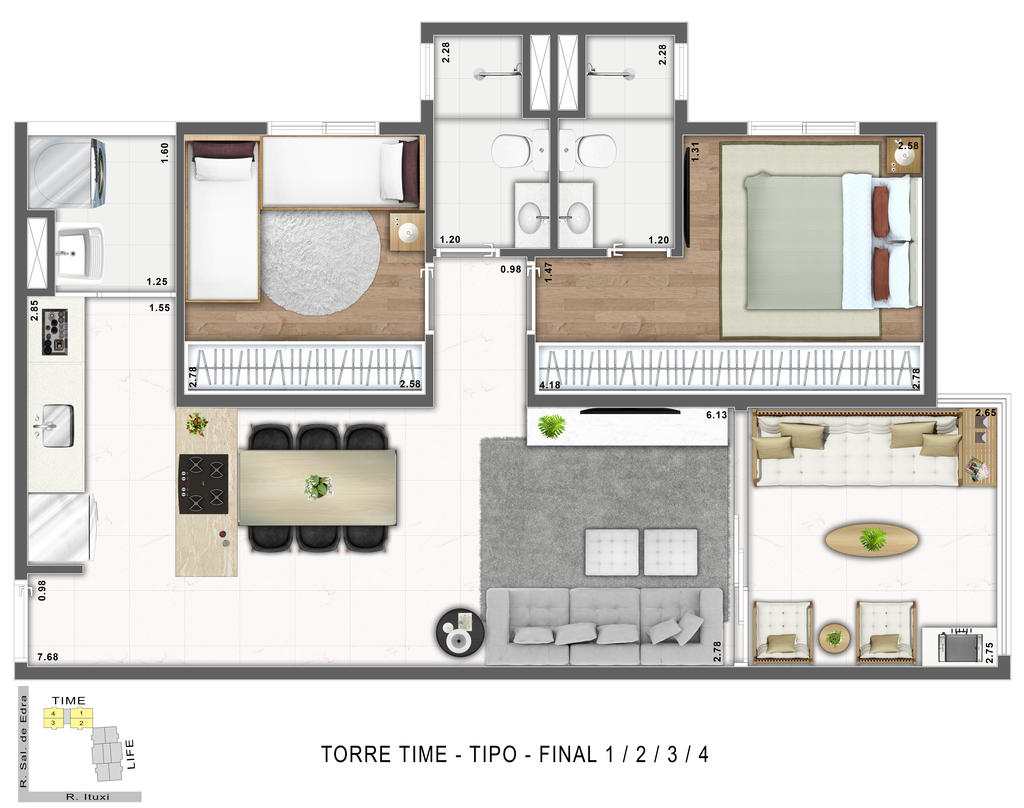 Heaven Design: 2 dorm 66m²