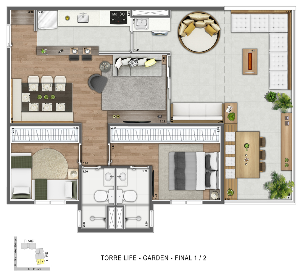 Heaven Design: 2 dorm 86m² garden