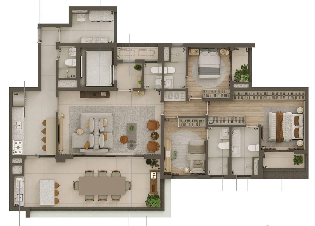 Helbor Lens Moema: 3 dorm 157m²
