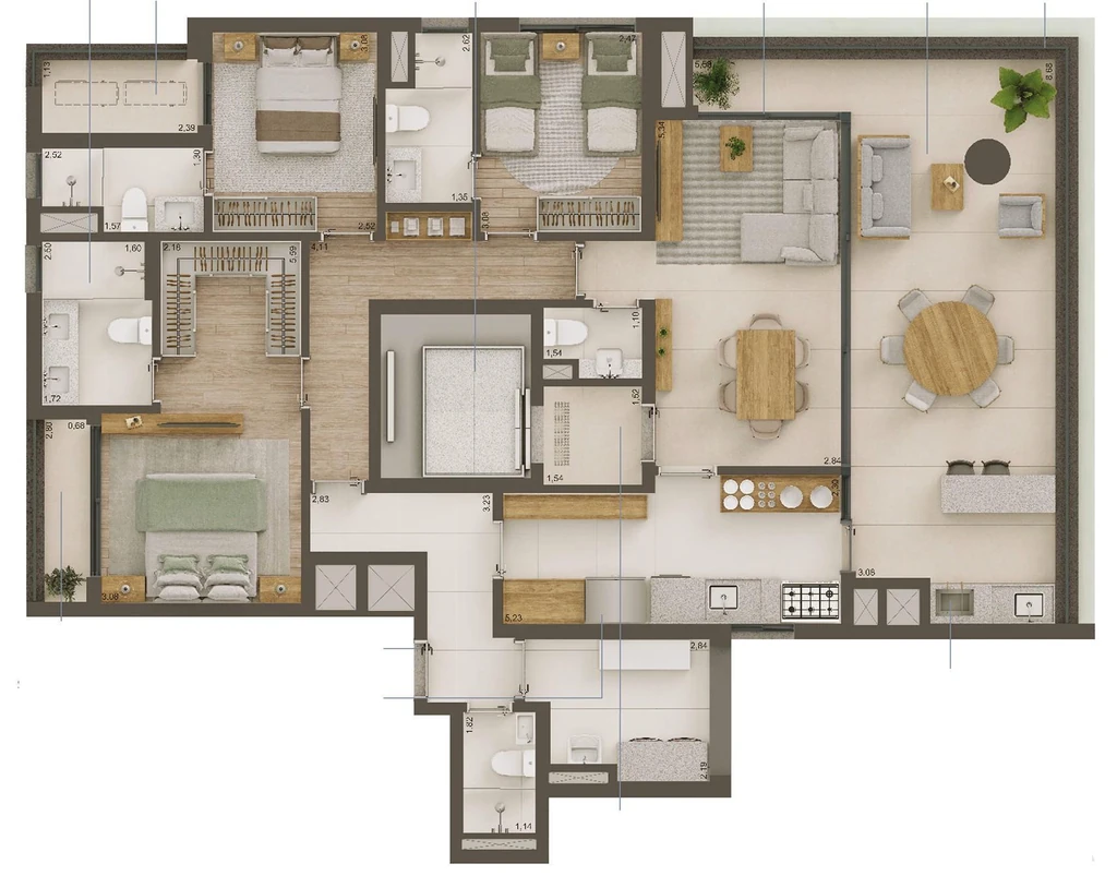 Helbor Lens Moema: 3 dorm 157m²