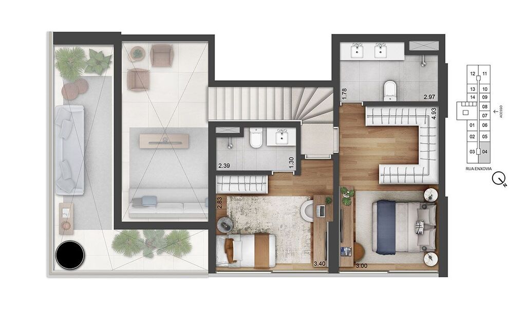 Helbor Open Mind: 2 dorm 120m² duplex superior