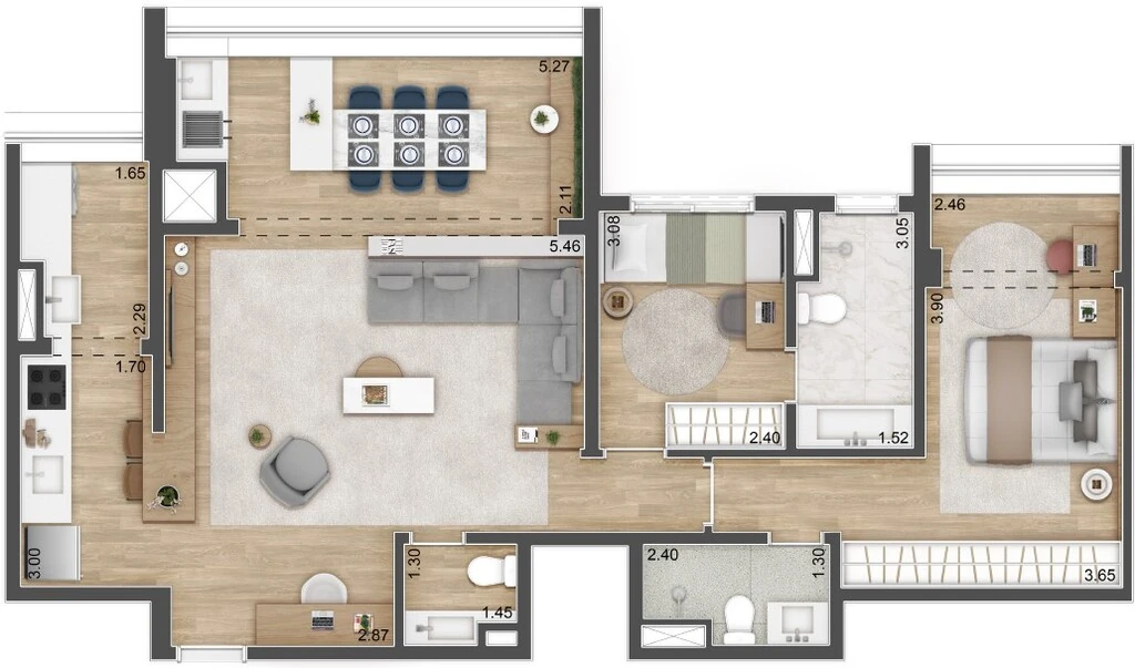 Hi View Alto da Boa Vista Residence: 2 dorm 95 83m² opção