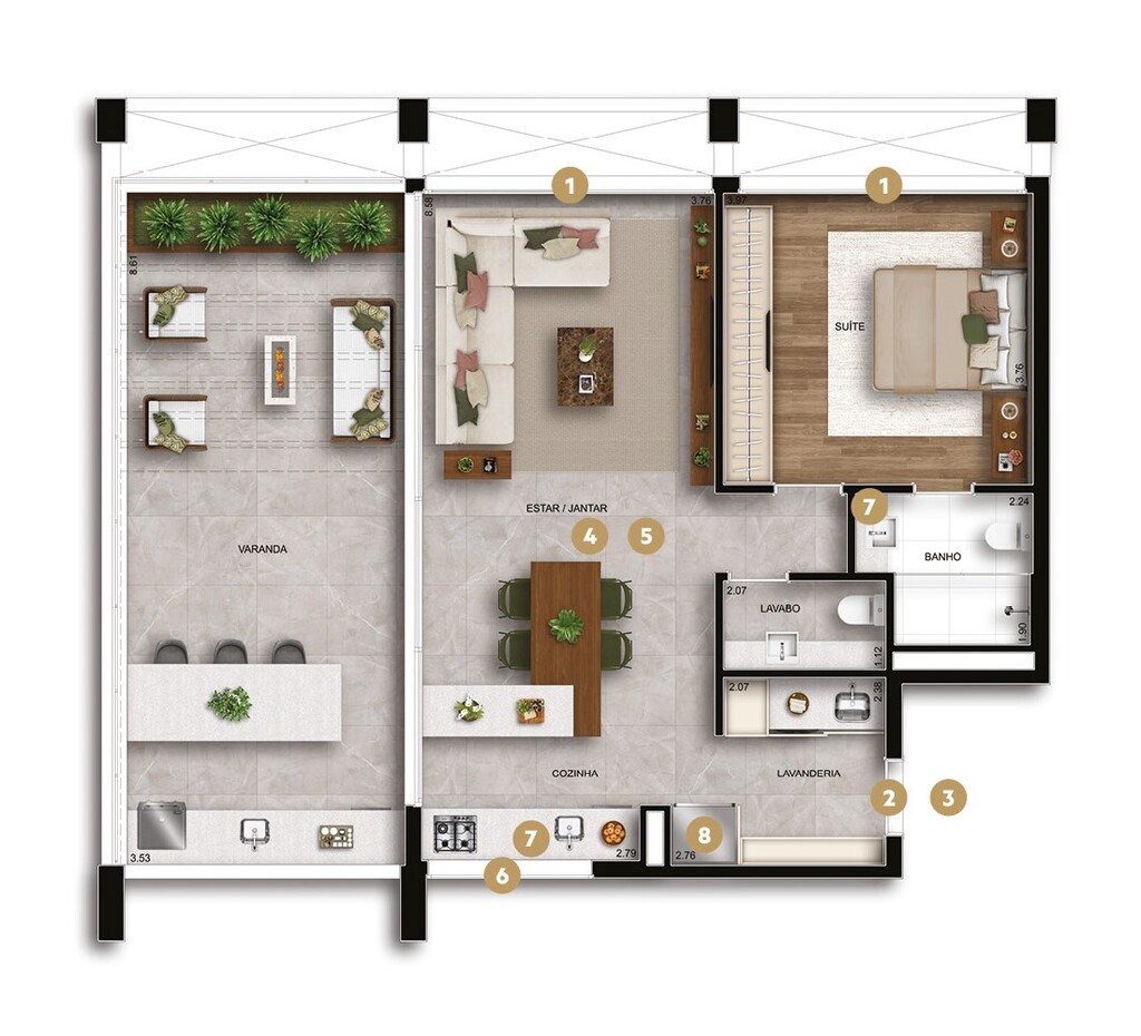 Hive Ibirapuera: 1 dorm 104m² garden
