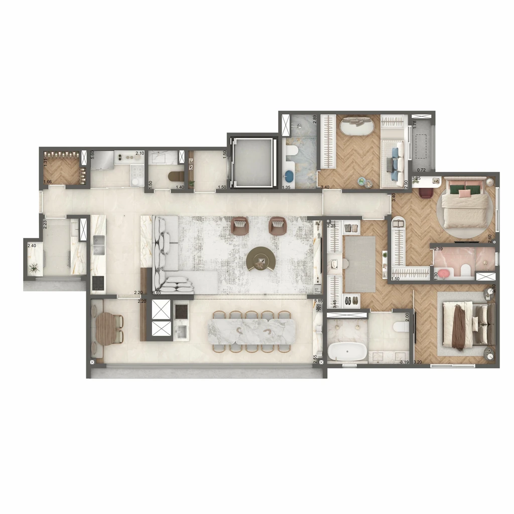 Home Boutique By Living Campo Belo: 3 dorm 149m² opção 1