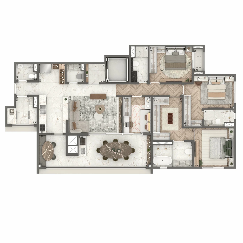 Home Boutique By Living Campo Belo: 4 dorm 149m² opção 3