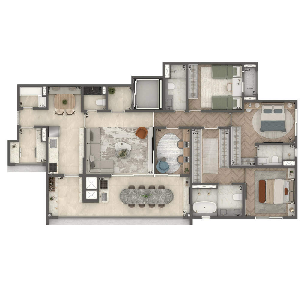 Home Boutique By Living Campo Belo: 4 dorm 149m² opção 4