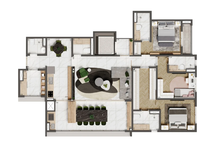 Home Boutique By Living Ipiranga: 3 dorm 137m² opção 1