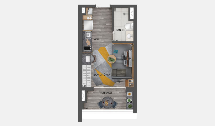 Hub Brooklin by EZ: 1 dorm 27m² studio