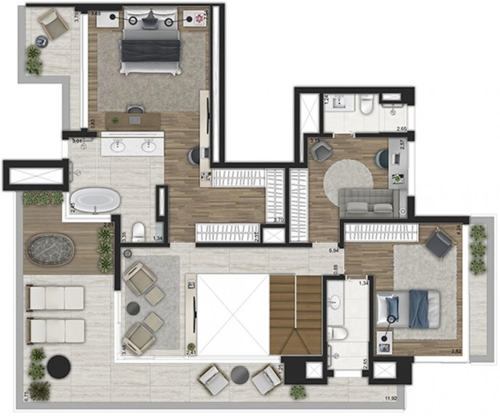 Ibirapuera Park: 3 dorm 281m² duplex superior