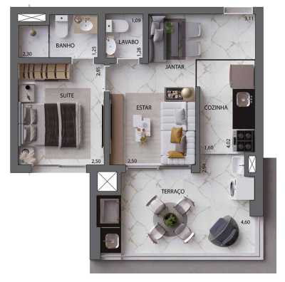 In Design Ipiranga: 1 dorm 46m²