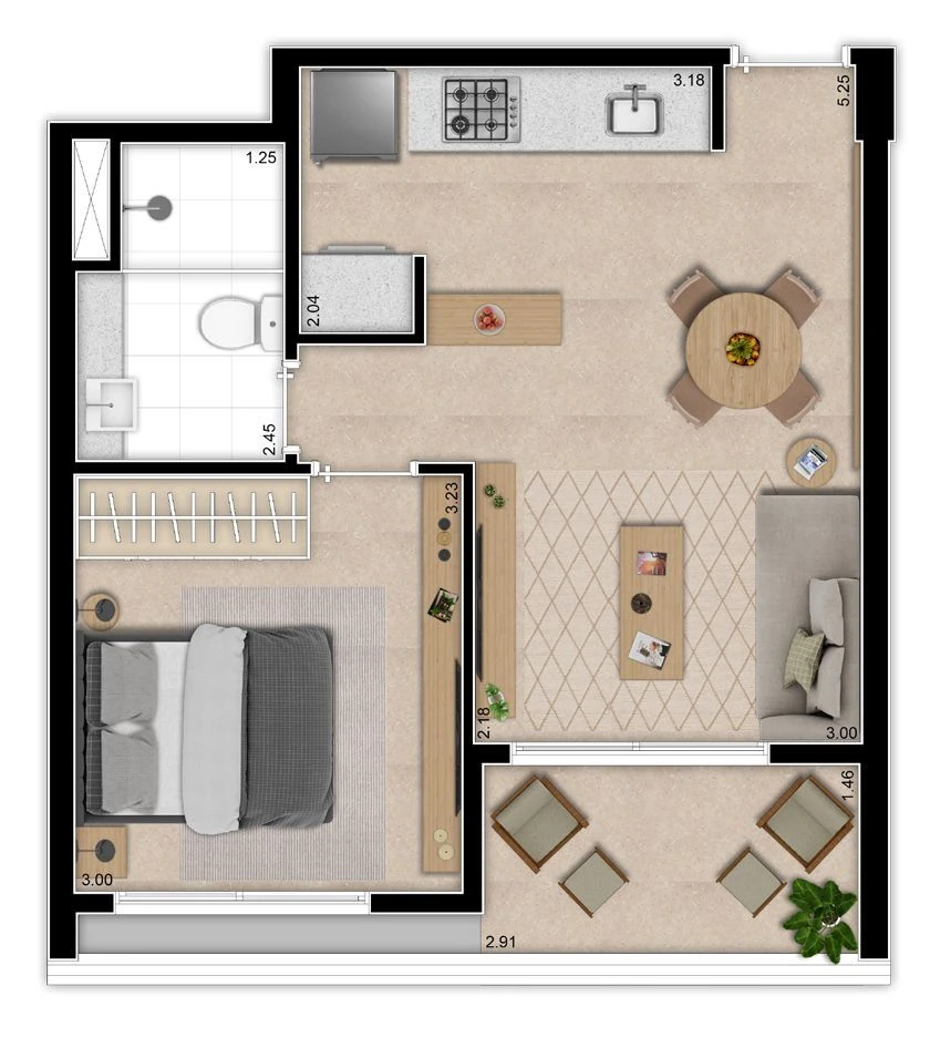 Indi 70: 1 dorm 44 90m²