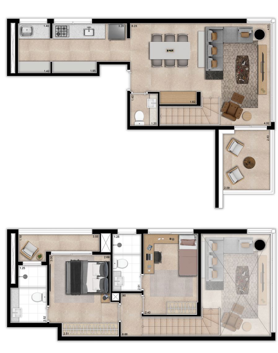 Indi 70: 2 dorm 91m² loft