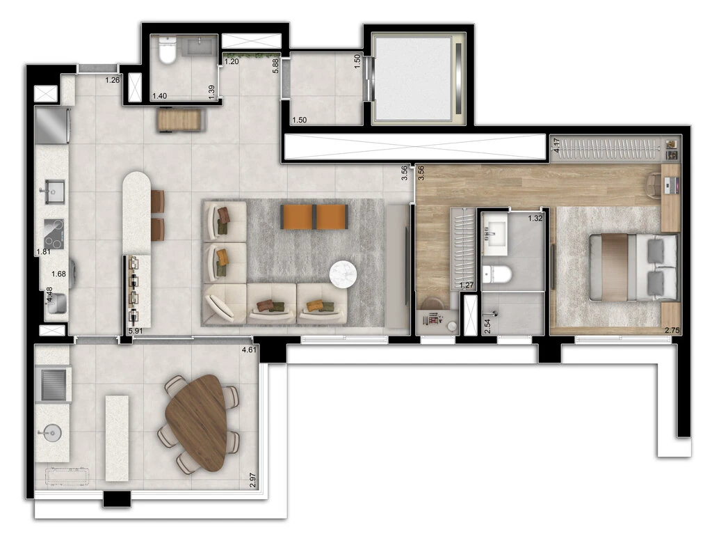 Infinity Brooklin: 1 dorm 88m² opção
