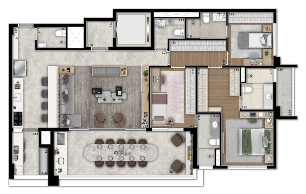 Infinity Brooklin: 3 dorm 143m²