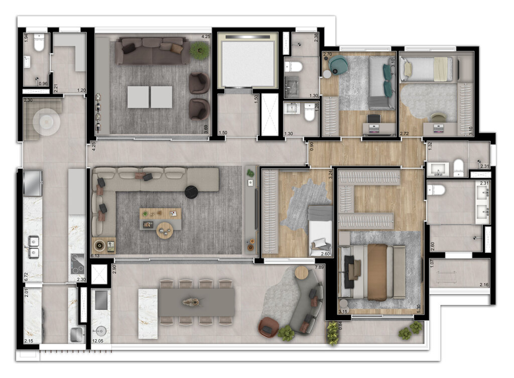 Infinity Brooklin: 4 dorm 187m²