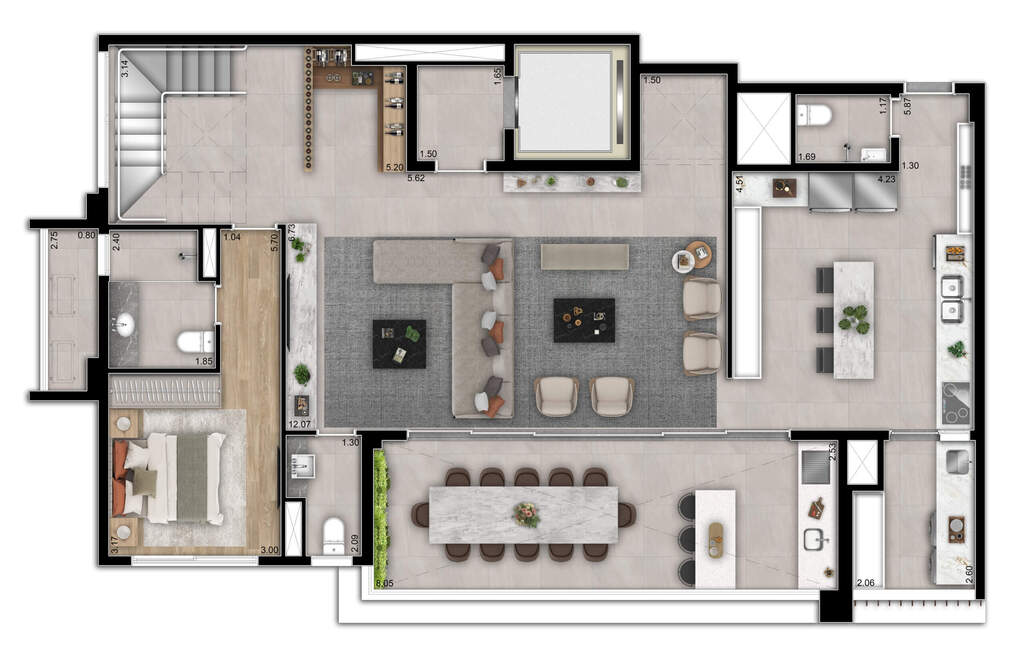 Infinity Brooklin: 4 dorm 256m² cobertura duplex inferior