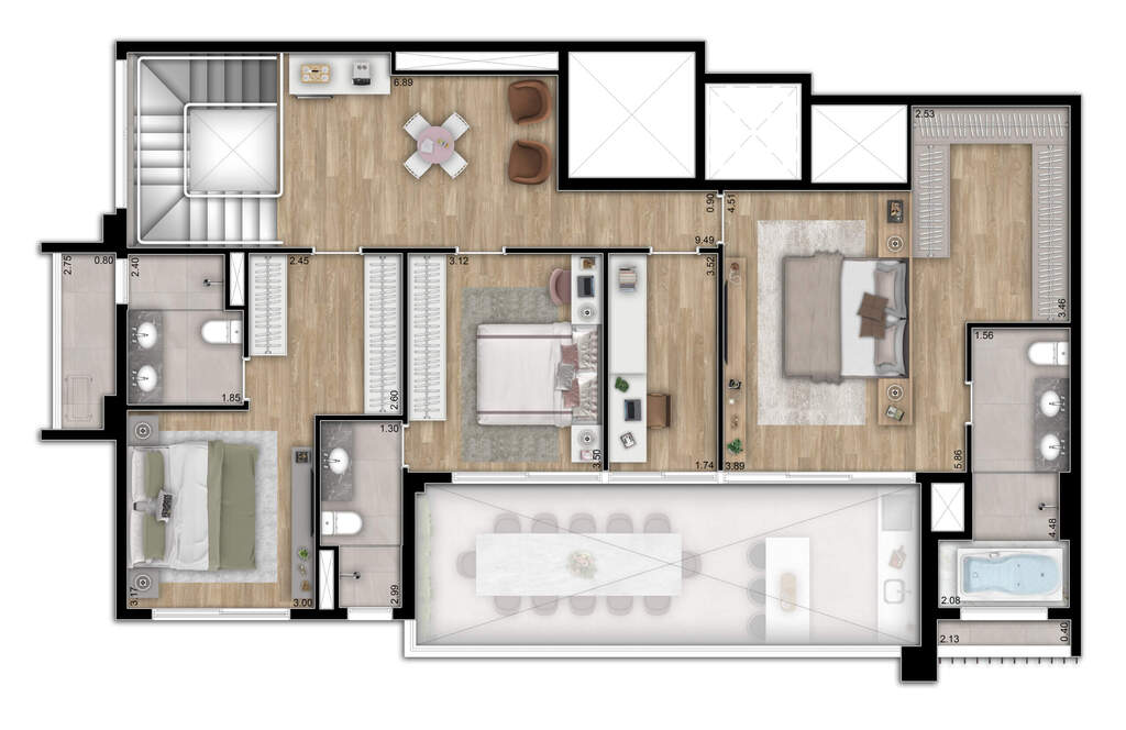 Infinity Brooklin: 4 dorm 256m² cobertura duplex superior