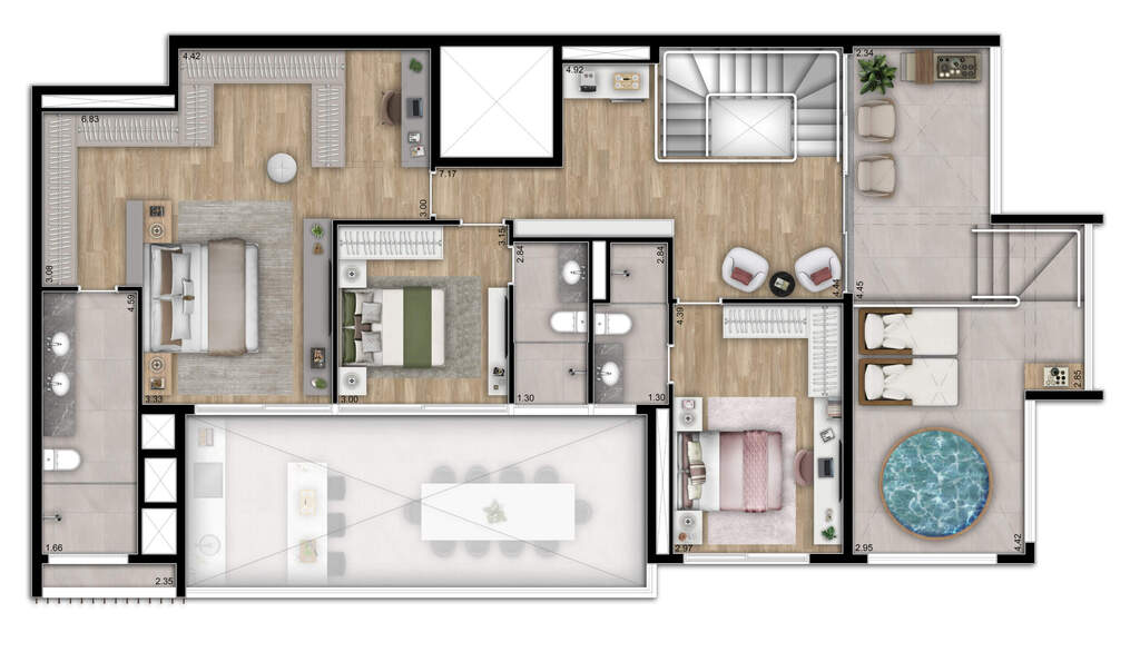 Infinity Brooklin: 4 dorm 300m² cobertura duplex superior
